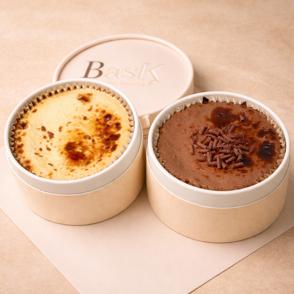 chocolate and basque cheesecake together