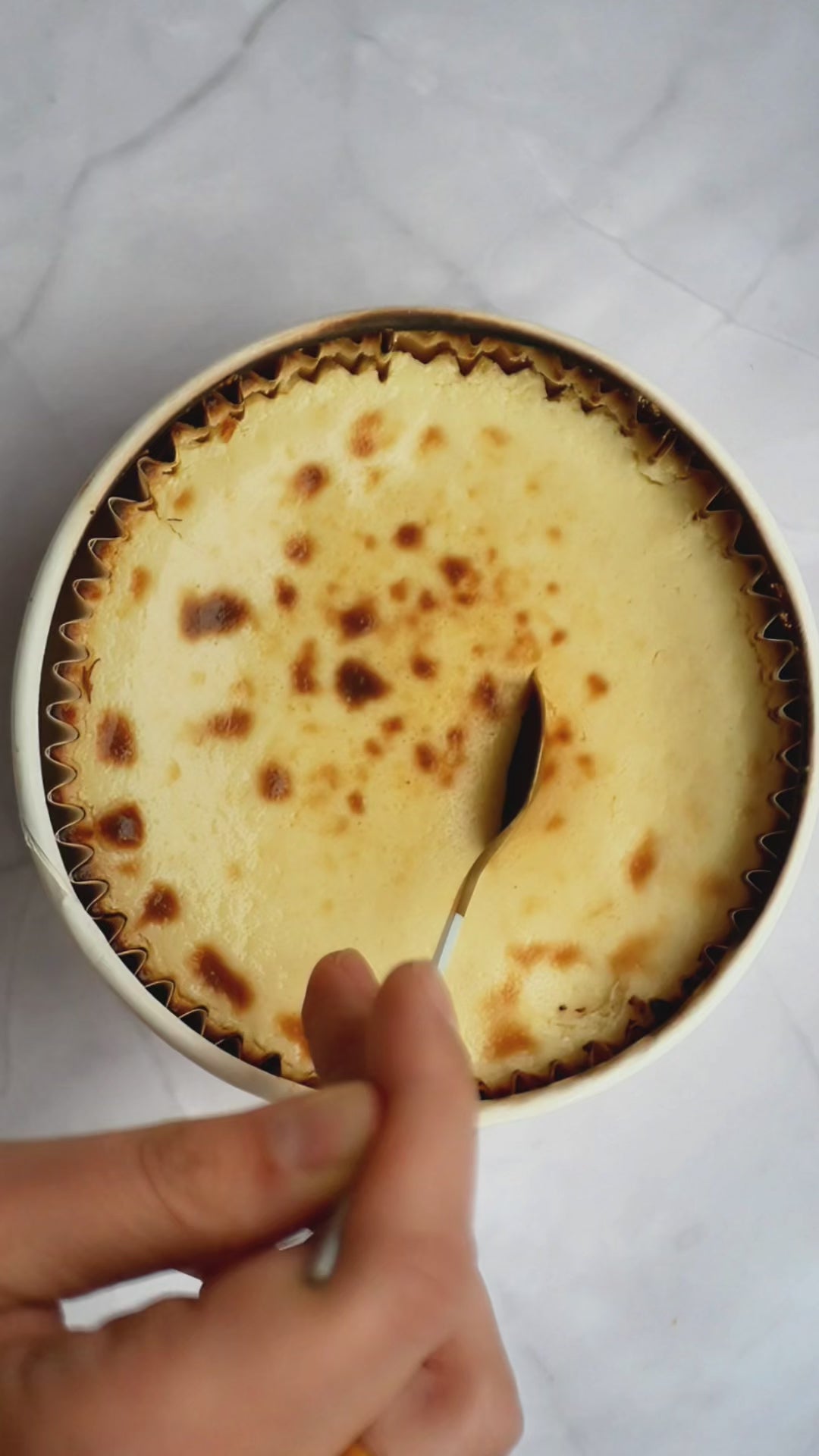 White chocolate basque cheesecake